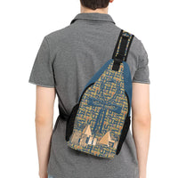 Ankh Cross Hieroglyphics (Blue) Casual Chest Bag (6 Colors Available) - Conscious Apparel Store