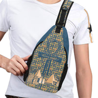 Ankh Cross Hieroglyphics (Blue) Casual Chest Bag (6 Colors Available) - Conscious Apparel Store