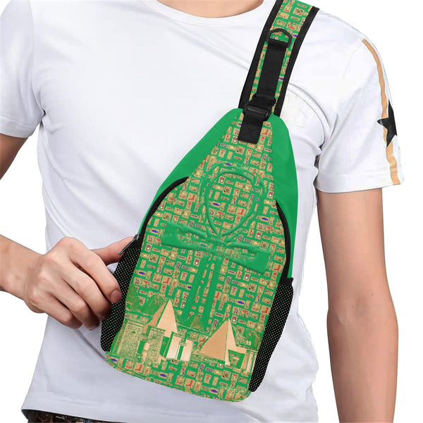 Ankh Cross Hieroglyphics (Green) Casual Chest Bag (6 Colors Available) - Conscious Apparel Store