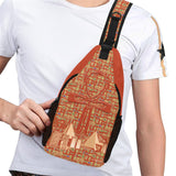 Ankh Cross Hieroglyphics (Red - Rust) Casual Chest Bag (6 Colors Available) - Conscious Apparel Store