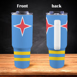 Aruba Flag 40oz Tumbler with White Handle - Conscious Apparel Store