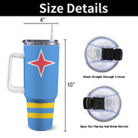 Aruba Flag 40oz Tumbler with White Handle - Conscious Apparel Store