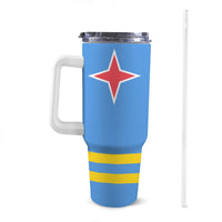 Aruba Flag 40oz Tumbler with White Handle - Conscious Apparel Store