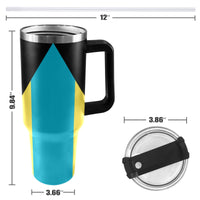 Bahamas Flag 40oz Tumbler with Black Handle - Conscious Apparel Store