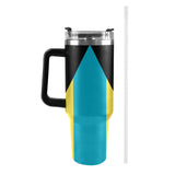 Bahamas Flag 40oz Tumbler with Black Handle - Conscious Apparel Store