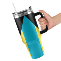 Bahamas Flag 40oz Tumbler with Black Handle - Conscious Apparel Store