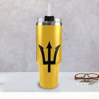 Barbados Flag 40oz Tumbler with Black Handle - Conscious Apparel Store