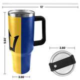 Barbados Flag 40oz Tumbler with Black Handle - Conscious Apparel Store