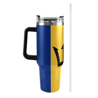 Barbados Flag 40oz Tumbler with Black Handle - Conscious Apparel Store