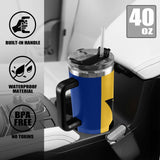 Barbados Flag 40oz Tumbler with Black Handle - Conscious Apparel Store