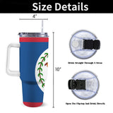 Belize Flag 40oz Tumbler with White Handle - Conscious Apparel Store