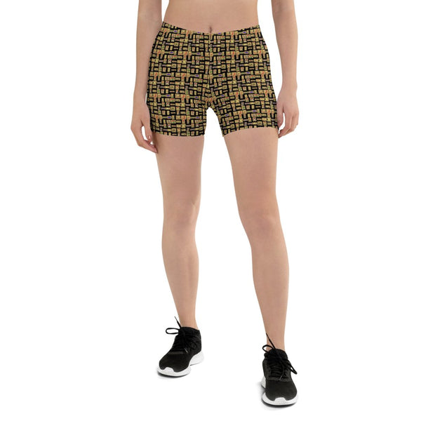 Black Hieroglyphics Leggings Shorts - Conscious Apparel Store