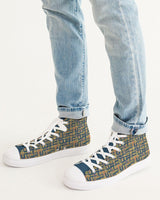 Blue Hieroglyphics Men's Hightop Canvas Shoe - Conscious Apparel Store