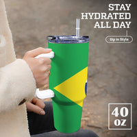 Brazil Flag 40oz Tumbler with White Handle - Conscious Apparel Store