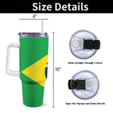 Brazil Flag 40oz Tumbler with White Handle - Conscious Apparel Store