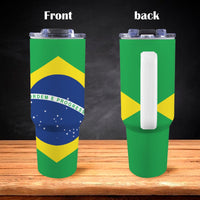 Brazil Flag 40oz Tumbler with White Handle - Conscious Apparel Store