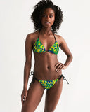 Brazil Flag Camo Women's All - Over Print Triangle String Bikini - Conscious Apparel Store