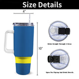 Curacao Flag 40oz Tumbler with White Handle - Conscious Apparel Store