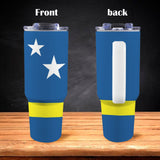 Curacao Flag 40oz Tumbler with White Handle - Conscious Apparel Store