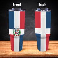 Dominican Republic Flag 40oz Tumbler with White Handle - Conscious Apparel Store