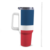 Dominican Republic Flag 40oz Tumbler with White Handle - Conscious Apparel Store