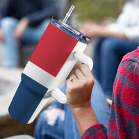 Dominican Republic Flag 40oz Tumbler with White Handle - Conscious Apparel Store