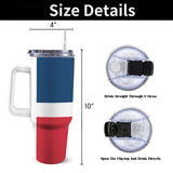 Dominican Republic Flag 40oz Tumbler with White Handle - Conscious Apparel Store