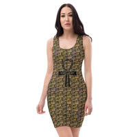 Egyptian Ankh Cross (Black) Bodycon Dress - Conscious Apparel Store