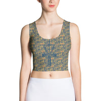 Egyptian Ankh Cross (Blue) Crop Top - Conscious Apparel Store