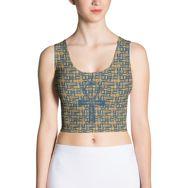 Egyptian Ankh Cross (Blue) Crop Top - Conscious Apparel Store