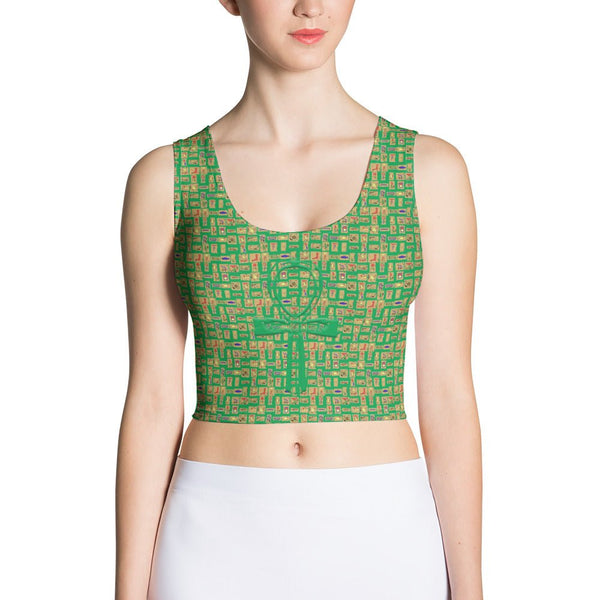 Egyptian Ankh Cross (Green) Crop Top - Conscious Apparel Store