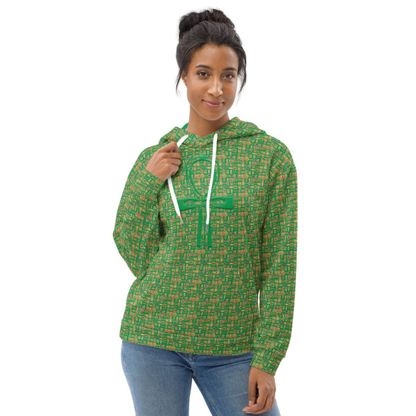 Egyptian Ankh Cross (Green) Unisex Hoodie - Conscious Apparel Store