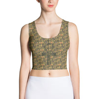 Egyptian Ankh Cross (Olive) Crop Top - Conscious Apparel Store