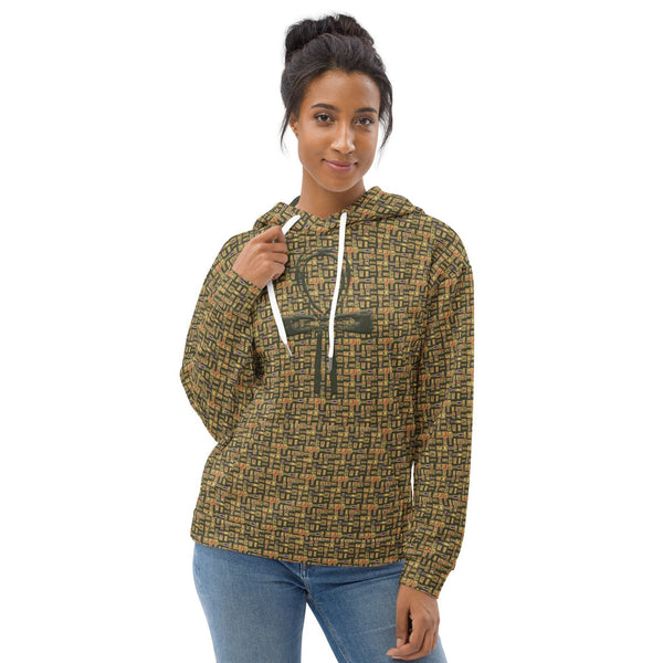 Egyptian Ankh Cross (Olive) Unisex Hoodie - Conscious Apparel Store