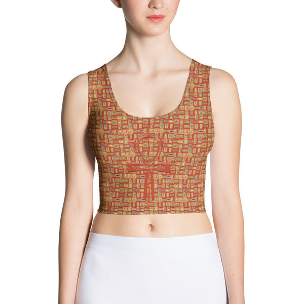 Egyptian Ankh Cross (Red-Rust) Crop Top - Conscious Apparel Store