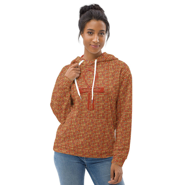 Egyptian Ankh Cross (Red-Rust) Unisex Hoodie - Conscious Apparel Store