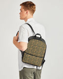 Egyptian Hieroglyphics Olive Classic Faux Leather Backpack - Conscious Apparel Store