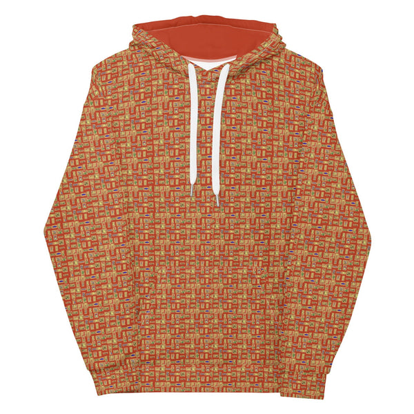 Egyptian Hieroglyphics Red-Rust Unisex Hoodie - Conscious Apparel Store