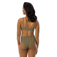 Egyptian Hieroglyphs (Olive) high - waisted bikini (6 Colors Available) - Conscious Apparel Store