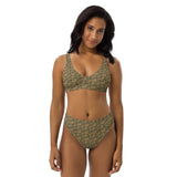 Egyptian Hieroglyphs (Olive) high - waisted bikini (6 Colors Available) - Conscious Apparel Store