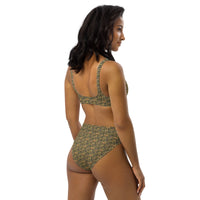 Egyptian Hieroglyphs (Olive) high - waisted bikini (6 Colors Available) - Conscious Apparel Store