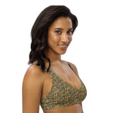 Egyptian Hieroglyphs (Olive) padded bikini top (6 Colors Available) - Conscious Apparel Store