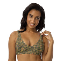 Egyptian Hieroglyphs (Olive) padded bikini top (6 Colors Available) - Conscious Apparel Store