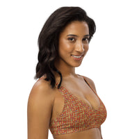 Egyptian Hieroglyphs (Red - Rust) padded bikini top (6 Colors Available) - Conscious Apparel Store