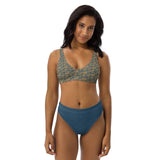 Egyptian Hieroglyphs Subliminal Ankh Cross high - waisted bikini (Blue) (6 Colors Available) - Conscious Apparel Store