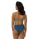 Egyptian Hieroglyphs Subliminal Ankh Cross high - waisted bikini (Blue) (6 Colors Available) - Conscious Apparel Store