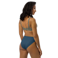 Egyptian Hieroglyphs Subliminal Ankh Cross high - waisted bikini (Blue) (6 Colors Available) - Conscious Apparel Store