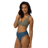 Egyptian Hieroglyphs Subliminal Ankh Cross high - waisted bikini (Blue) (6 Colors Available) - Conscious Apparel Store