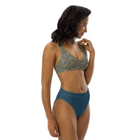 Egyptian Hieroglyphs Subliminal Ankh Cross high - waisted bikini (Blue) (6 Colors Available) - Conscious Apparel Store