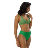 Egyptian Hieroglyphs Subliminal Ankh Cross high - waisted bikini (Green) (6 Colors Available) - Conscious Apparel Store